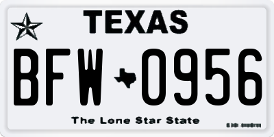 TX license plate BFW0956