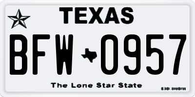 TX license plate BFW0957