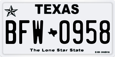 TX license plate BFW0958