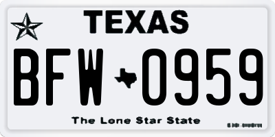 TX license plate BFW0959
