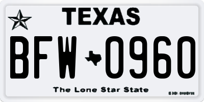 TX license plate BFW0960
