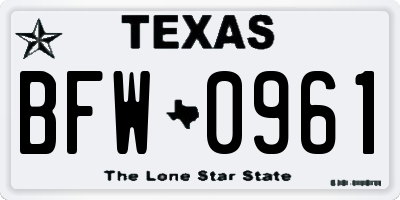 TX license plate BFW0961