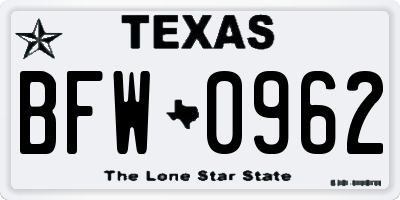 TX license plate BFW0962