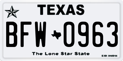 TX license plate BFW0963