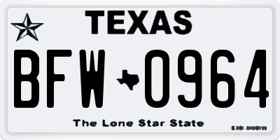 TX license plate BFW0964