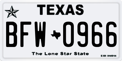 TX license plate BFW0966