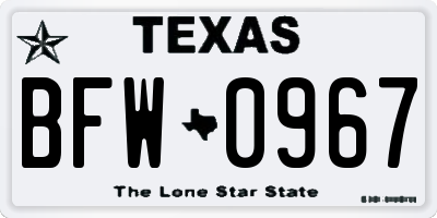 TX license plate BFW0967