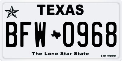 TX license plate BFW0968