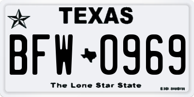 TX license plate BFW0969