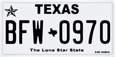 TX license plate BFW0970
