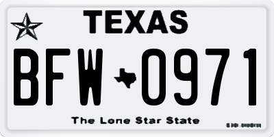 TX license plate BFW0971