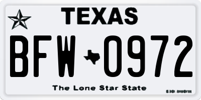 TX license plate BFW0972