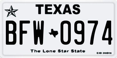 TX license plate BFW0974