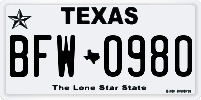 TX license plate BFW0980