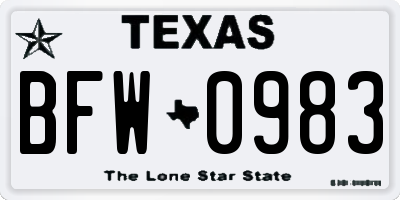 TX license plate BFW0983