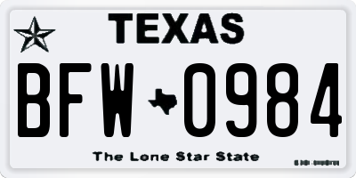 TX license plate BFW0984