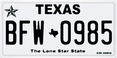 TX license plate BFW0985