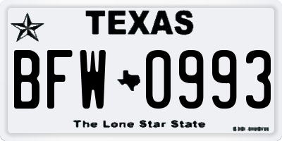 TX license plate BFW0993