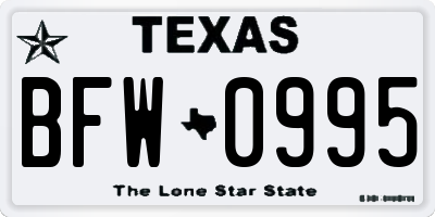 TX license plate BFW0995