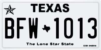 TX license plate BFW1013