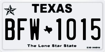 TX license plate BFW1015