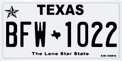 TX license plate BFW1022