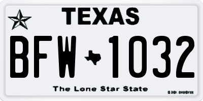 TX license plate BFW1032