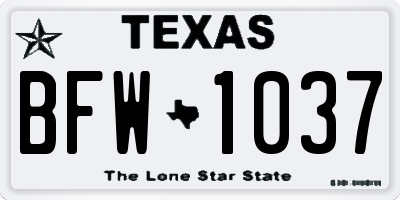 TX license plate BFW1037