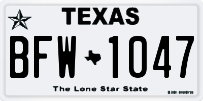 TX license plate BFW1047