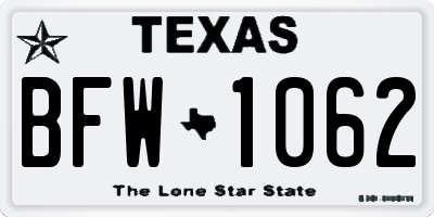 TX license plate BFW1062