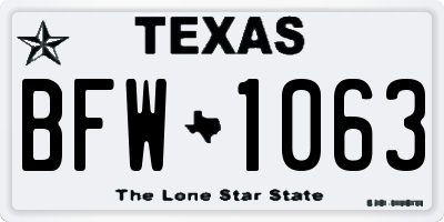 TX license plate BFW1063