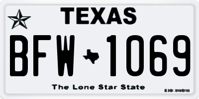TX license plate BFW1069