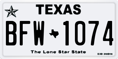 TX license plate BFW1074