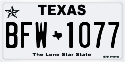 TX license plate BFW1077