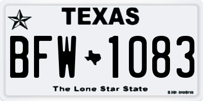 TX license plate BFW1083