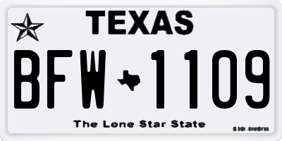TX license plate BFW1109