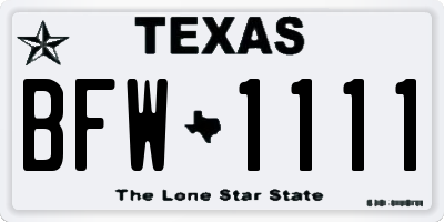 TX license plate BFW1111