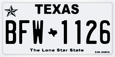 TX license plate BFW1126