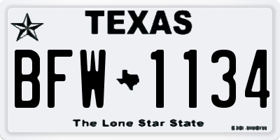 TX license plate BFW1134