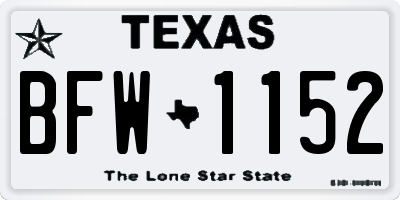 TX license plate BFW1152