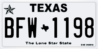 TX license plate BFW1198