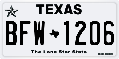 TX license plate BFW1206