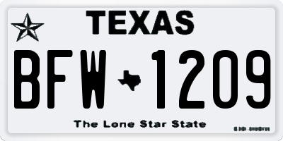 TX license plate BFW1209