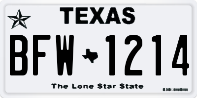 TX license plate BFW1214