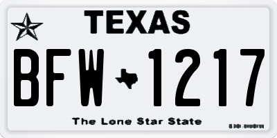 TX license plate BFW1217