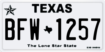 TX license plate BFW1257