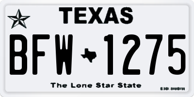 TX license plate BFW1275