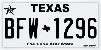 TX license plate BFW1296