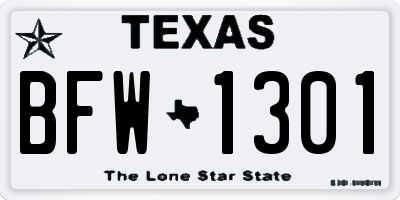 TX license plate BFW1301