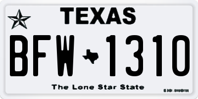 TX license plate BFW1310